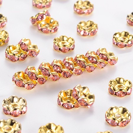 Brass Grade A Rhinestone Spacer Beads RSB030NF-07G-1