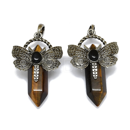 Natural Tiger Eye Faceted Pointed Bullet Big Pendants G-Q165-01AS-02-1