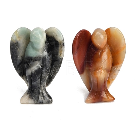 Natural Flower Amazonite Carved Angel Figurines G-O200-03J-09-1