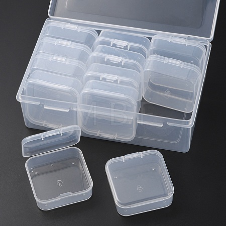 12Pcs Square Plastic Organizer Beads Storage Containers CON-YW0001-35-1