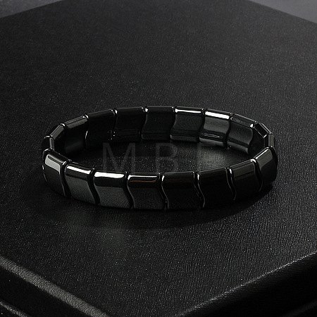 Non-Magnetic Synthetic Hematite Beaded Stretch Bracelets for Men FIND-PW0021-10B-1