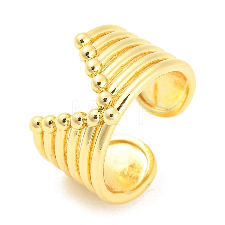 Hollow V -Shaped Brass Open Cuff Rings RJEW-Q781-10G-1