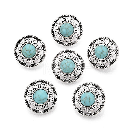 Zinc Metal Alloy & Natural Turquoise Buttons LS-BUTT-WH0057-001C-AS-1