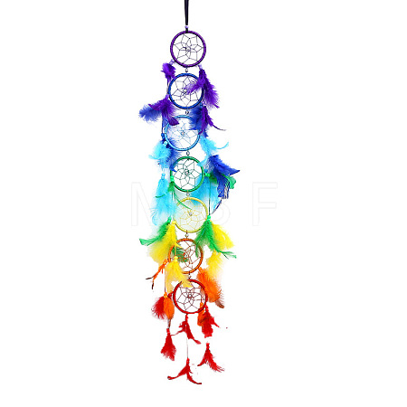 Woven Net/Web With Feather Pendant Decorations RABO-PW0001-159-1