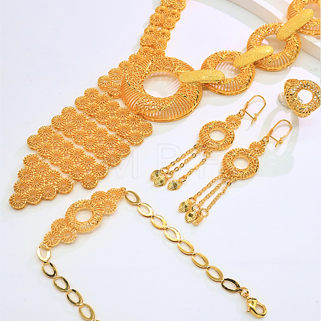 Elegant Alloy Ring Bracelets & Earrings & Necklaces & Rings Set for Weddings and Formal Events QJ3719-1