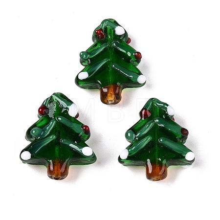 Christmas Themed Handmade Lampwork Beads XMAS-PW0001-201F-1