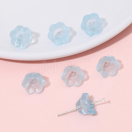 10Pcs Gradient Color Transparent Glass Bead Caps PW-WG464DA-05-1