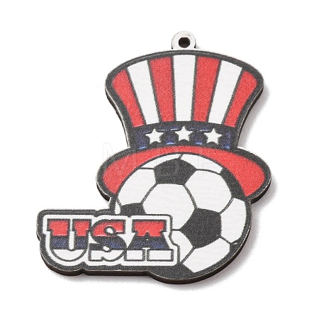 American Football Themed Printed Wooden Pendants WOOD-B012-02B-1