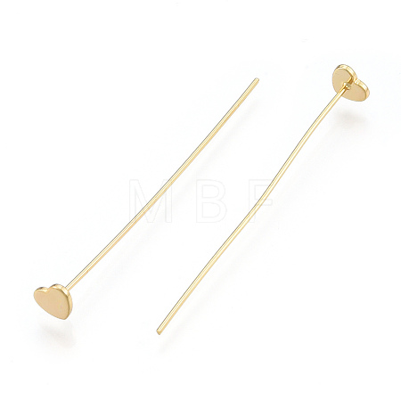 Brass Heart Head Pins KK-N259-42-1