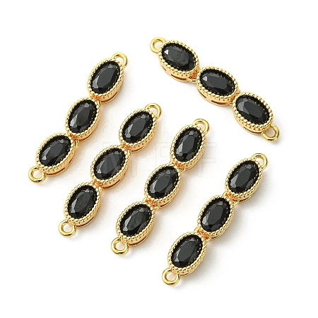 SHEGRACE Brass Pave Black Cubic Zirconia Triple Oval Links Connector Charms XGRQ3P540-645G-1