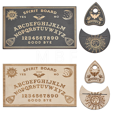 2 Sets 2 Styles Carved Wooden Divination Board Kit AJEW-CA0003-75-1