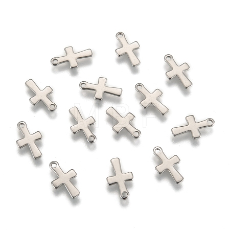 Tarnish Resistant Stainless Steel Tiny Cross Charms STAS-Q168-07-1