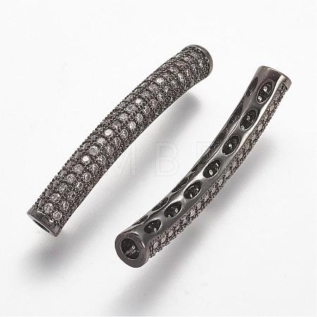 Brass Micro Pave Cubic Zirconia Tube Beads ZIRC-N025-60B-1