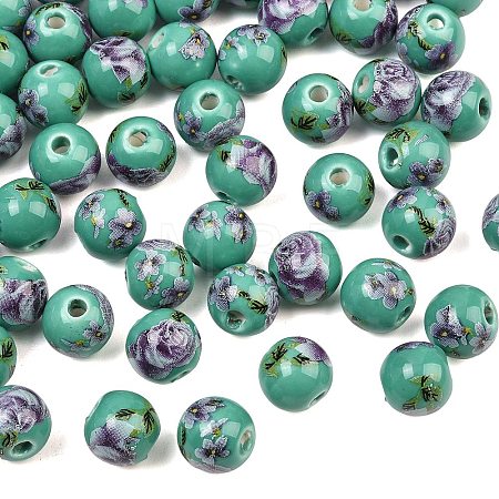 Printed Handmade Porcelain Beads PORC-R134-04-1