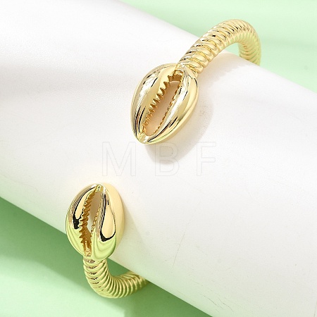Ocean Brass Shell Shape Open Cuff Bangles for Women KK-CBAF3A5-09G-1