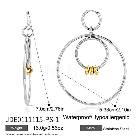 304 Stainless Steel Hoop Dangle Earrings WG8FBF3-01-1