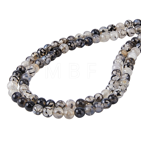 2 Strands Natural Dragon Veins Agate Bead Strands G-FH0002-36B-1