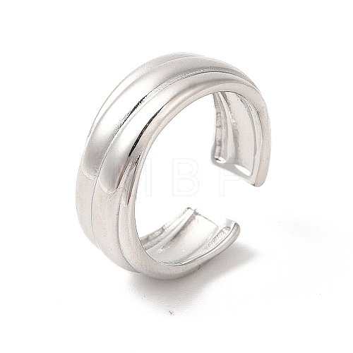 Non-Tarnish 304 Stainless Steel Lined Open Cuff Ring for Women RJEW-E063-29P-1