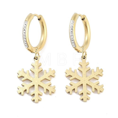 Christmas Snowflake 304 Stainless Steel Dangle Earrings EJEW-L283-090G-1