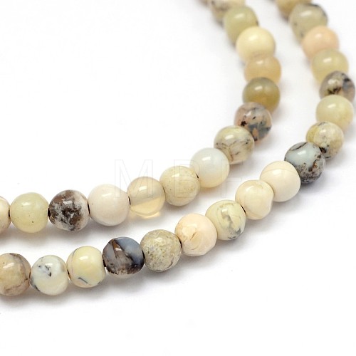 Round Natural White African Opal Beads Strands G-P114-11-4mm-1