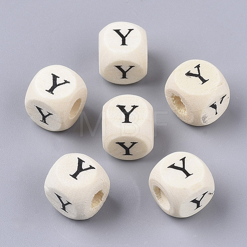 Printed Natural Wood Beads WOOD-T026-001Y-1