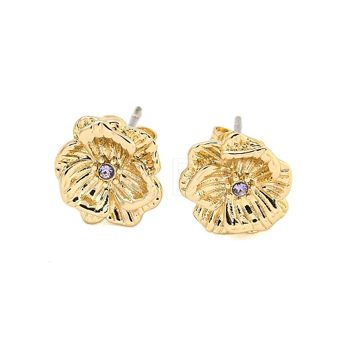 Brass Micro Pave Cubic Zirconia Ear Studs EJEW-P283-01G-06-1