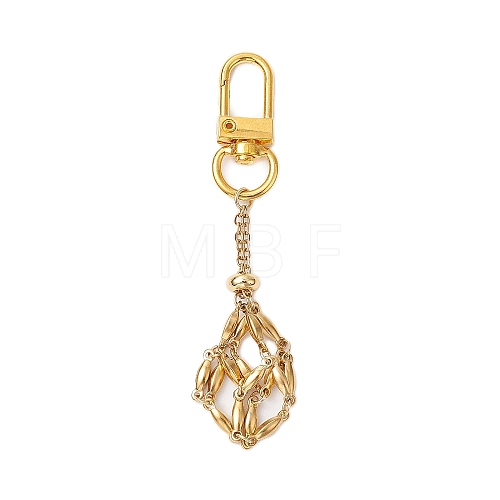 304 Stainless Steel Macrame Chain Pouch Empty Stone Holder Pendant Decoration HJEW-JM02084-1