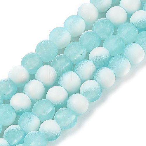 Frosted Crackle Glass Beads Strands GLAA-U001-6mm-M08-1