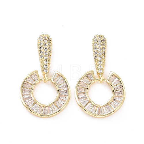 Cubic Zirconia Donut Dangle Stud Earrings EJEW-P224-15G-01-1