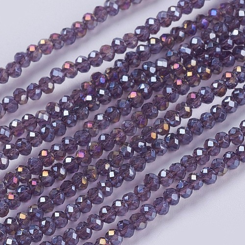 Electroplate Glass Beads Strands GLAA-F076-FR10-1