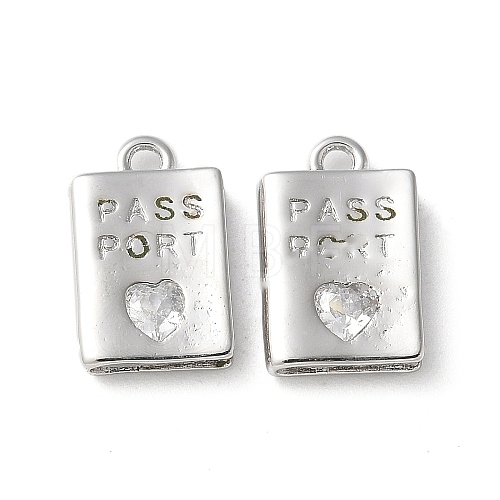 Rack Plating Brass Micro Pave Cubic Zirconia Pendants KK-P290-55P-1