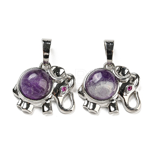 Natural Amethyst Pendants G-P517-04P-04-1