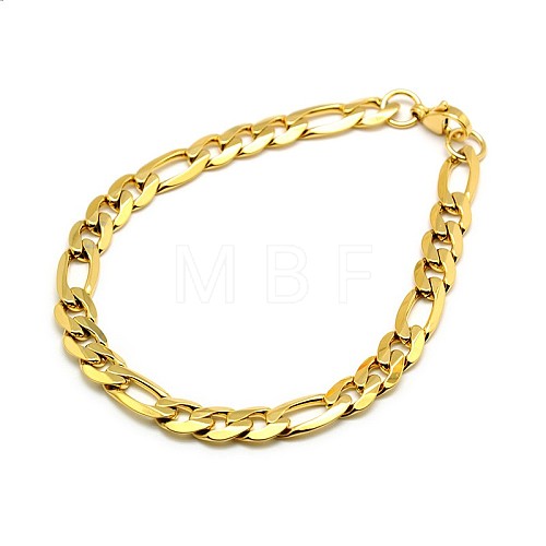 Trendy 304 Stainless Steel Figaro Chain Bracelets STAS-A028-B016G-1