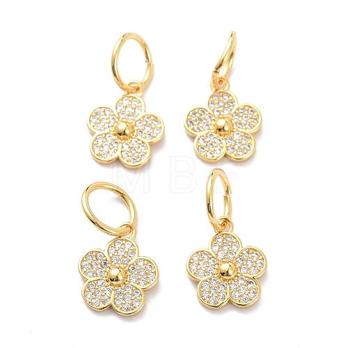Brass Micro Pave Clear Cubic Zirconia Charms ZIRC-L091-075G-1
