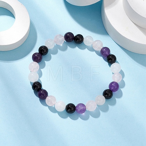 Natural Mixed Gemstone Beaded Stretch Bracelets for Women Men BJEW-JB11553-1