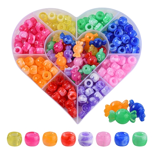 224Pcs 9 Style Acrylic European Beads MACR-YW0001-69-1