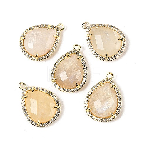 Natural Moonstone Faceted Teardrop Pendants G-I382-01G-03-1