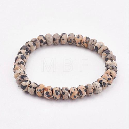 Natural Dalmatian Jasper Stretch Bracelets BJEW-JB03067-02-1