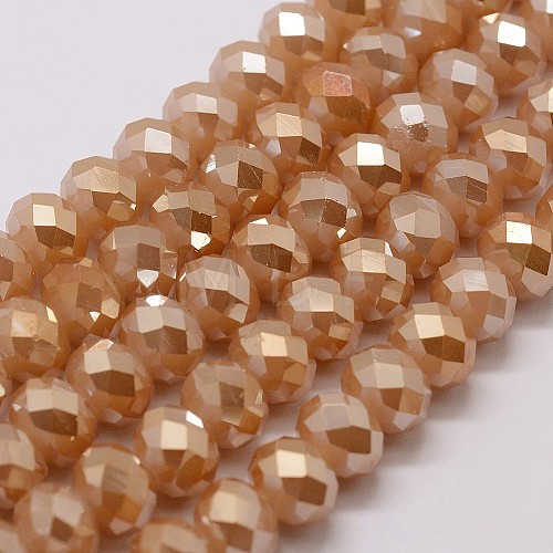 Electroplate Glass Bead Strands GLAA-K016-6x8mm-08FP-1