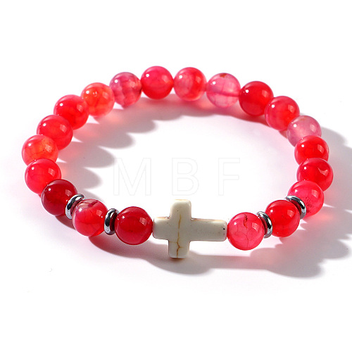 Natural Ruby Beads Stretch Bracelets for Women Men QT3282-5-1