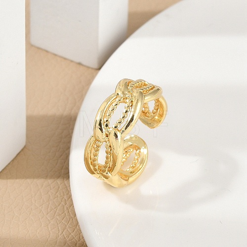 Rack Plating Brass Cuff Rings for Women RJEW-M028-64G-1