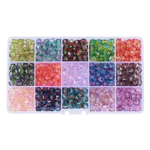 Two Tone Transparent Spray Painted Acrylic Beads ACRP-YW0001-03-8mm-1