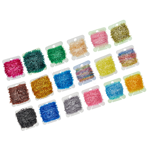 18 Cards 18 Colors Tinsel Chenille Line Crystal Flash Cactus Chenille OCOR-FH0001-14-1