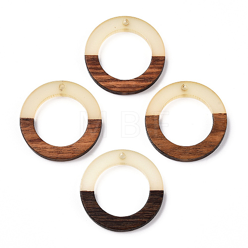 Walnut Wood & Luminous Glow in the Dark Resin Pendants RESI-N039-78-1