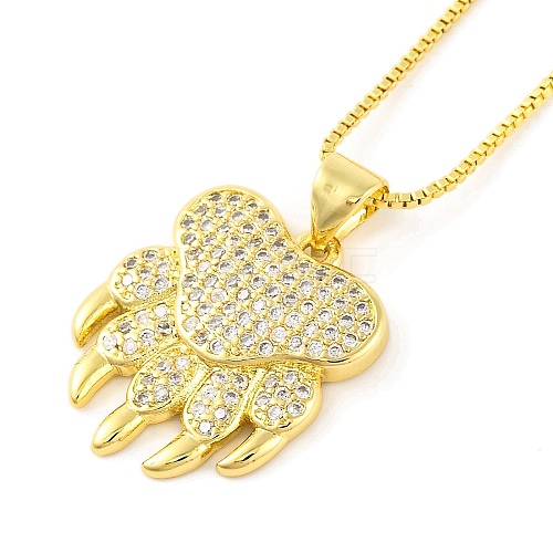 Brass Pave Clear Cubic Zirconia Pendant Necklaces for Women NJEW-S430-03G-04-1