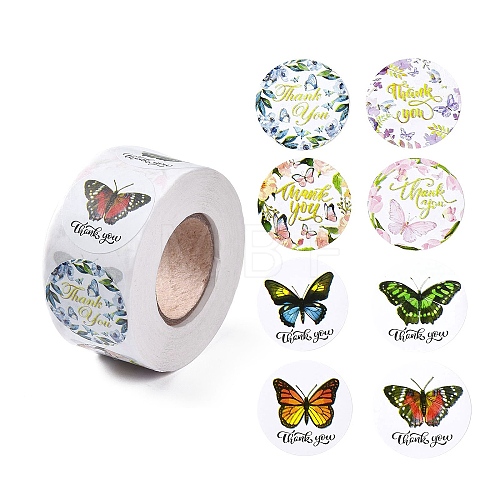 8 Patterns Butterfly Round Dot Self Adhesive Paper Stickers DIY-A042-13A-1