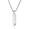 304 Stainless Steel Rectangle with Letter Pendant Box Chain Necklaces FS-WGD7C78-16-1