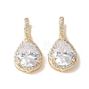 Brass Micro Pave Clear Cubic Zirconia Pendants X-KK-Q031-01G-1