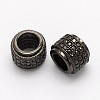 Column Brass Micro Pave Cubic Zirconia European Beads ZIRC-P013-05-FF-2