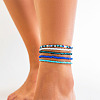 5Pcs Bohemian Style Glass Seed Rondelle Beaded Stretch Anklets for Women WG3334E-09-1